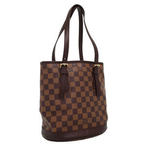 Louis Vuitton Bucket Damier Ebene Brown Bag Pouch Marais
